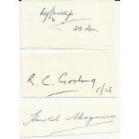 Three Battle of Britain veteran clipped signatures - Flt Lt Robert Llewellyn DFM (213 Sqn), Flt Lt