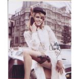 Joanna Lumley signed photo Sexy pose outside House of Commons. Excellent.