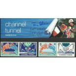 Tony Blair & Michael Portillo signed to front of Channel Tunnel Stamp Presentation pack. Good