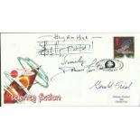 Dominic Frontiere & Gerald Fried Film music composers signed 1995 Science Fiction single stamp