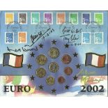 Gordon Brown, Tony Blair signed 2002 large Euro Coin FDC with 8 Euro coins inset. Good condition