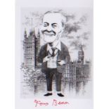 UK Politics. A p/c sized signed picture of Tony Benn. Excellent.