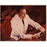 Christopher Lee signed Goldfinger James Bond 10 x 8 colour photo as Scramanga. Classic rare image