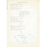 The Righteous Brothers signed sing lyrics. Typed sheet of song lyrics for the popular song You've