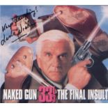 Naked Gun - Leslie Nielsen. Amusing 7x7 signed picture in character as ‘Frank Dreben’ from the ‘