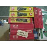 Hornby Dublo; three boxed engines, 2250 electric motor coach, 3250 electric motor coach, 2233 Co-