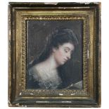 English School (18th Century)  Portrait of a Lady in a black veil, reading a book oil on canvas 17 x