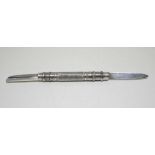 A George III silver double ended apple corer/fruit knife, by Joseph Taylor, Birmingham 1819, the