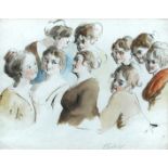 Attributed to Mauro Gandolfi (Italian, 1764-1834) Study of female heads, circa 1810 signed lower