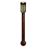 J. Poncione Fecit, a George III mahogany stick barometer, the exposed tube with applied convex