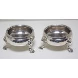 A pair of George II silver tub salts, maker's mark IW, London 1755, of plain circular form with