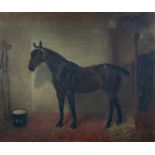 Edwin Loder of Bath (British, 1827-1885) A Dark bay hunter in a stable, circa 1868 inscribed on