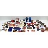 A collection of shaped and polished hardstone, including a facetted rock crystal, cased, 2 blue desk