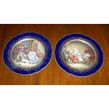 A pair of late 19th century 'Sevres' plates painted by D Greuze with interior scenes titled 'La