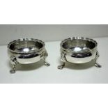 A pair of George II silver tub salts, possibly by David Field, London 1746, each of circular form