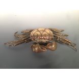 An articulated brass model of a crab, the details of the shell and claws hand finished, 22cm (8.75