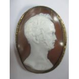 A shell cameo brooch depicting Lord Palmerston after Richard Cockle Lucas, the bust-length