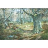 William Luker, Senior (British, 1828-1905) Fallow deer at rest in Burnham Beeches signed lower right