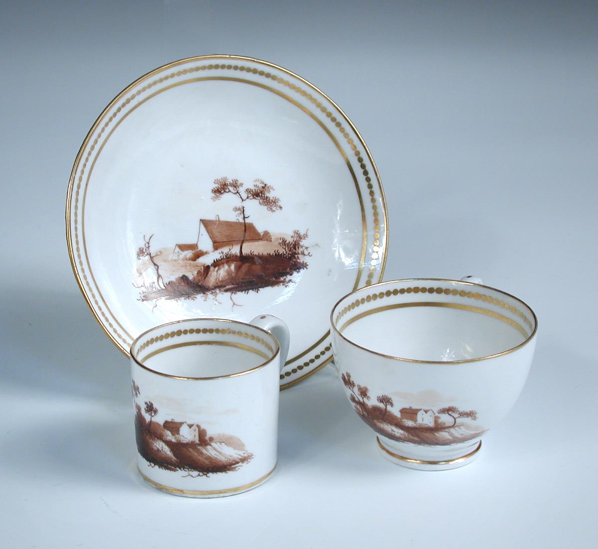 Attributed to Chamberlain's Worcester, a miniature trio of tea cup, coffee can and saucer, each - Image 2 of 4