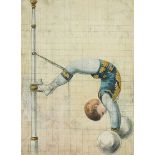 German School (19th Century) A Circus poster design - a trapeze artist lithograph 19 x 25cm (7 x