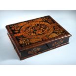 A William & Mary laburnum floral marquetry lace box, circa 1680, the three quarter moulded hinged