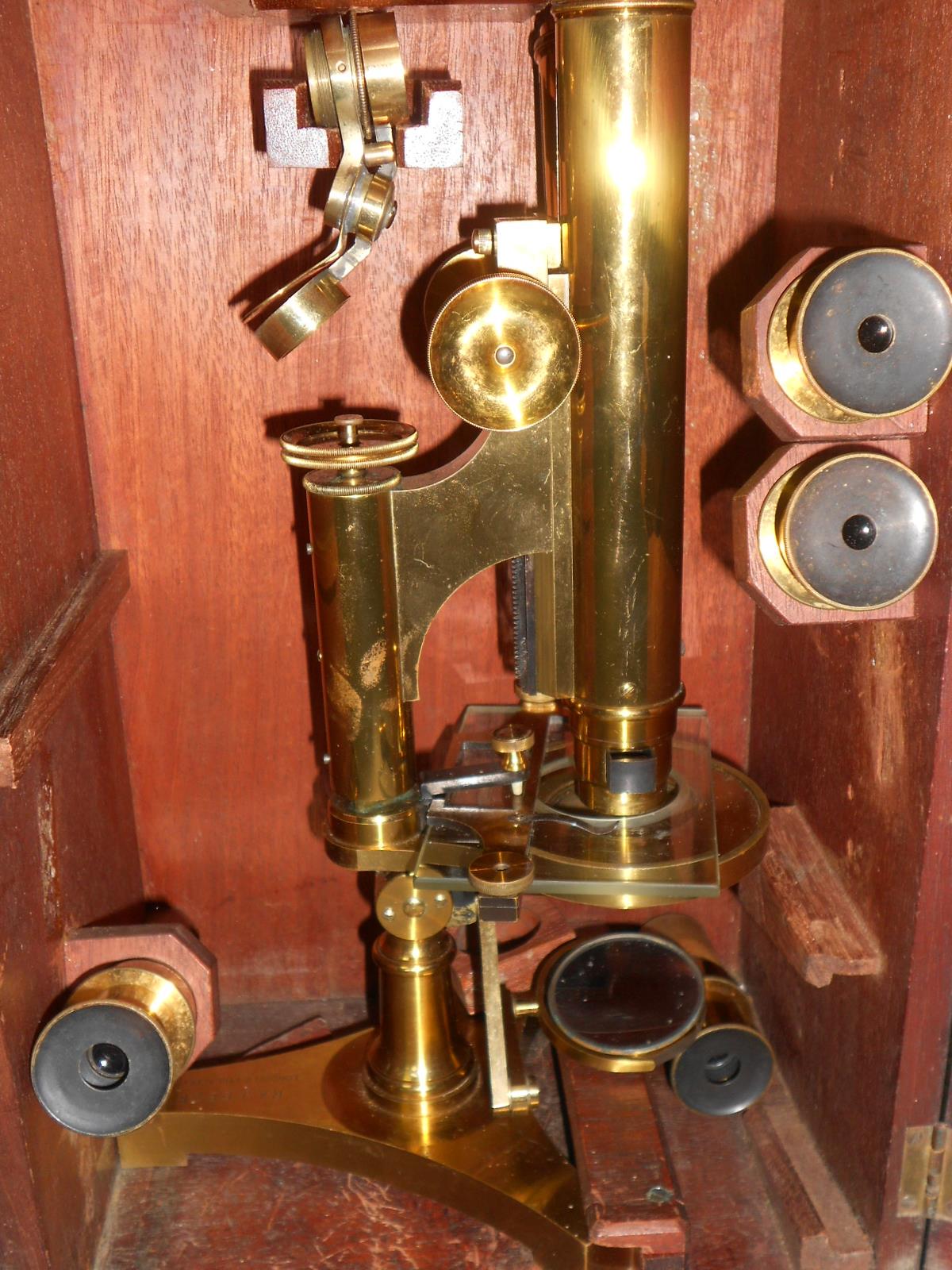 A 19th century lacquered brass binocular microscope by R & J Beck, London and Philadelphia no.11786, - Image 2 of 2