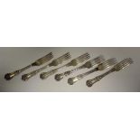 A set of six William IV silver Queen's pattern table forks, by William Eaton, London 1836, 21cm,