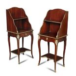 A pair of French mahogany and gilt mounted side tables, stamped Bertram & Sons, Dean Street,