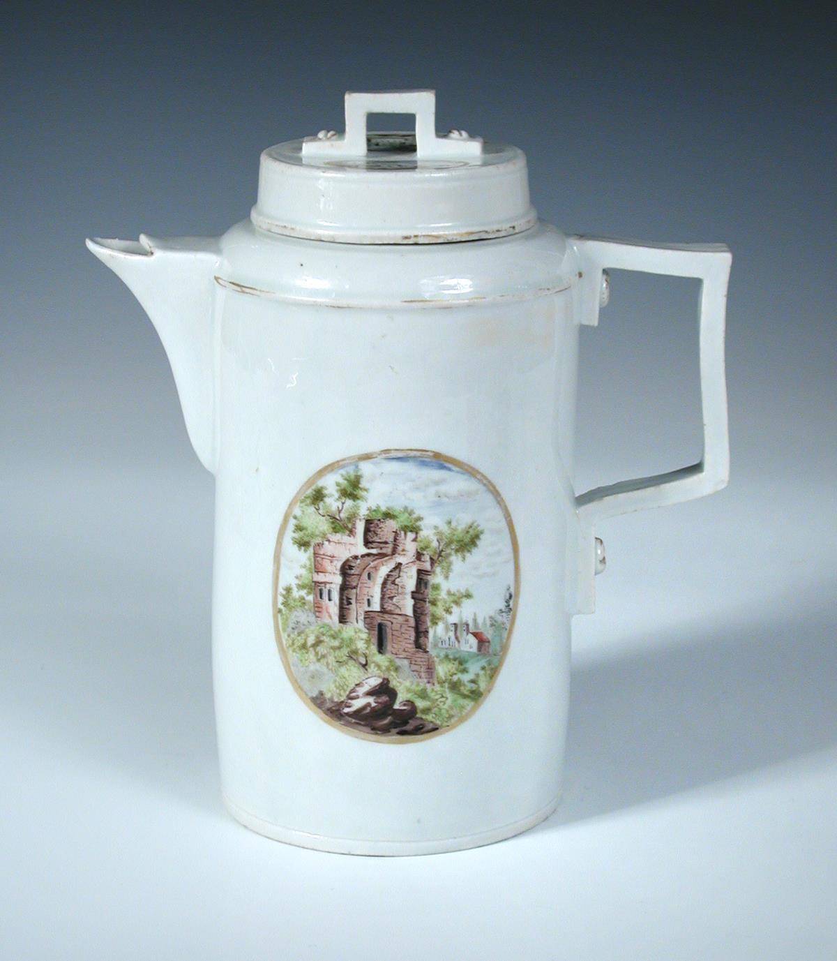 Attributed to Christian Nonne of Volkstedt, a late 18th century coffee pot and cover, a screw head - Image 2 of 3