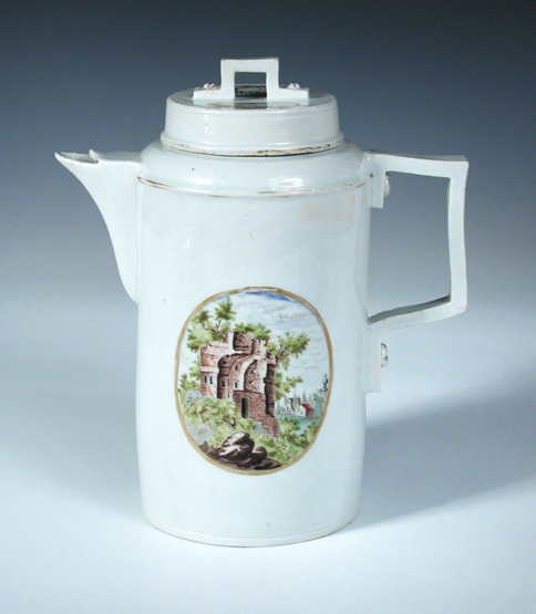 Attributed to Christian Nonne of Volkstedt, a late 18th century coffee pot and cover, a screw head