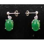 A pair of Chinese green stone earrings