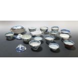 A collection of miscellaneous Chinese blue and white tea wares (26)  Eight of the tea bowls are