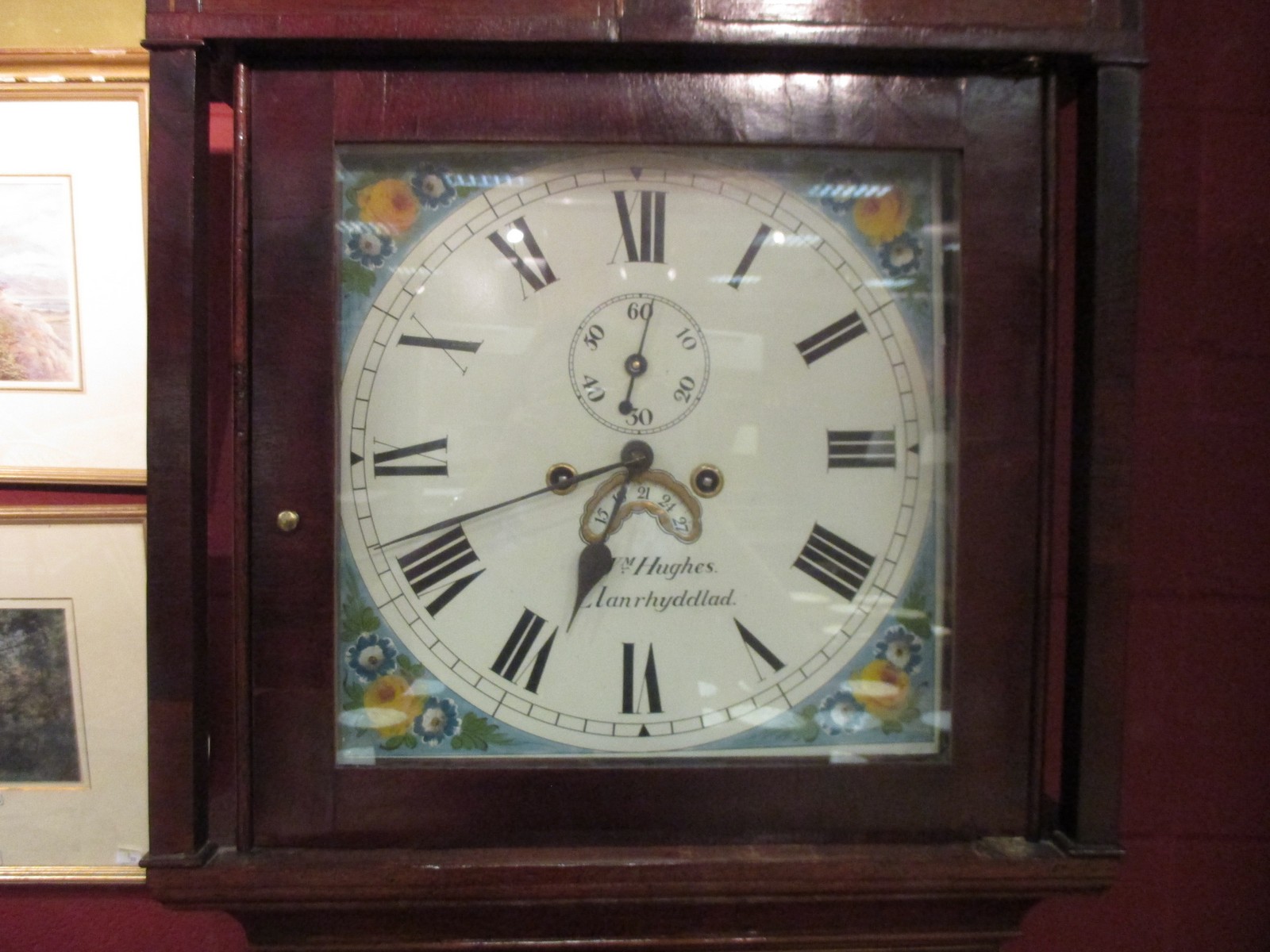 A Victorian oak cased longcase clock, with painted dial and eight day movement by William Hughes, - Bild 2 aus 2