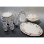 A Copeland floral and botanical painted dessert service and various glassware