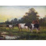 Brittan Willis (British, 19th Century), Cattle in a landscape, oil on canvas, signed lower right,