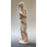 A white marble classical figure of a bather, 33cm high
