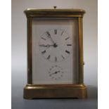 A repeating brass cased carriage clock with alarm