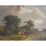 English School, 19th Century, Country cottage scene, oil on canvas