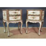 A pair of painted Italian style bedside cupboards, 46cm wide