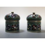 A pair of late 19th/early 20th century Chinese cloisonne jars and covers