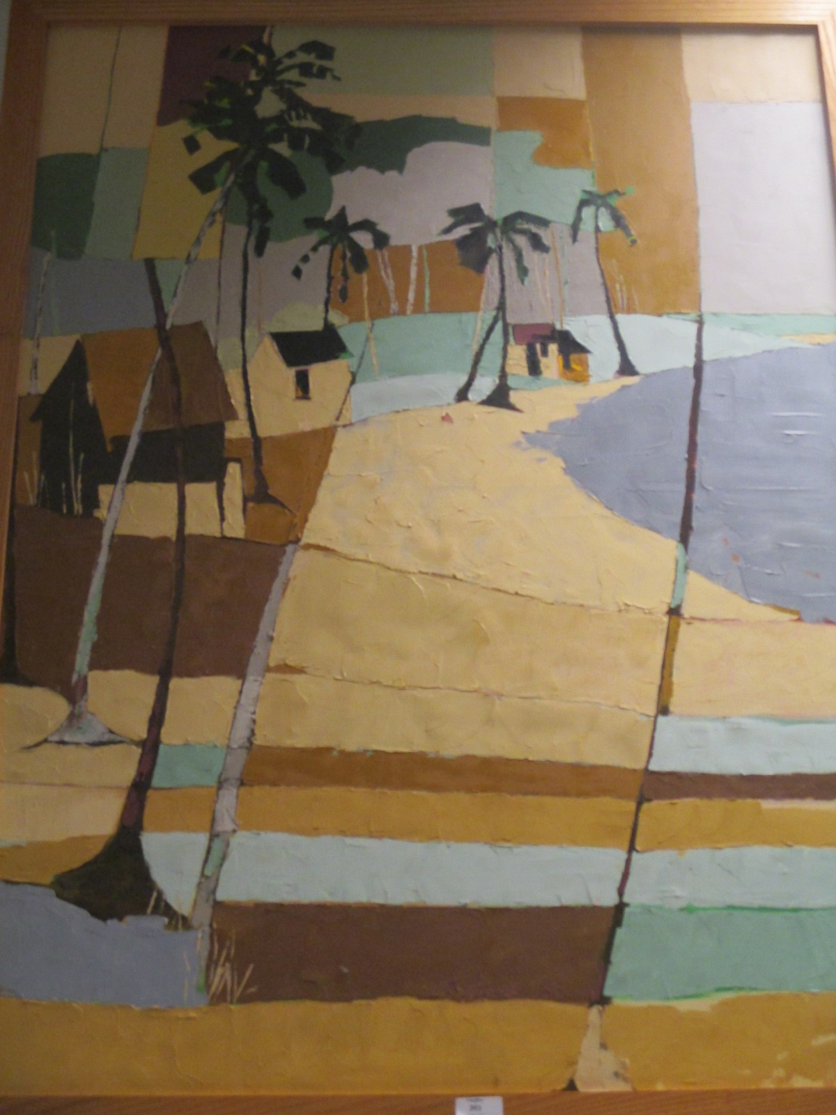 Dodson(?) Beachscape with palm trees, oil on canvas, 99 x 74cm