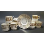 Eight gilt decorated Regency coffee cans & saucers inc. Barr Flight & Barr, Derby & others. ex