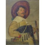 Continental School, Musketeer, oil on panel, unsigned, 24 x 19.5cm in a heavy gilt frame