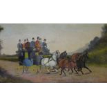 Philip Rideout (British, 19th Century), Coaching scenes, oil on canvas, a pair, 24 x 44cm (2)