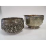A Victorian silver porringer/sugar bowl and an Indian silver bowl