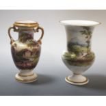 Attributed to Ridgway, a two handled vase together with an urn by Davenport, the baluster shape of