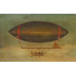 English School (20th Century) - Hot Air Balloon with Figures, inscribed and dated lower left.