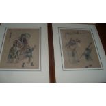 Two 19th/20th century watercolours, one depicting Shoulao holding a peach with Fu Xing seated behind