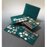 A box containing British early/mid 20th century silver and part silver coinage, trade tokens