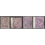 6d lilac, (SG69-109) plates 1,5,6,9. High value all VFU well centred. (4)